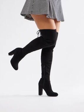 Fashion Nova Black Over-the-Knee Block Heel Boots